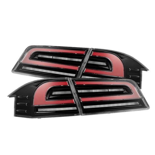 12-21 Tesla Model S LUXX-Series LED Tail Lights Black Red (With Black Trunk Center Piece Replacement)