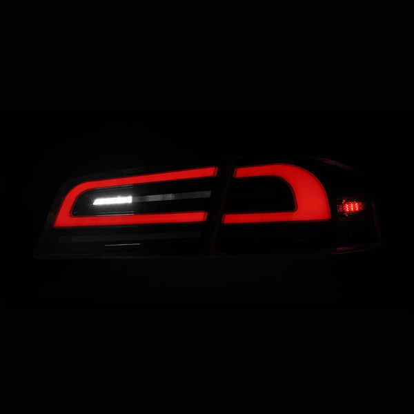 12-21 Tesla Model S LUXX-Series LED Tail Lights Black Red (With Black Trunk Center Piece Replacement)