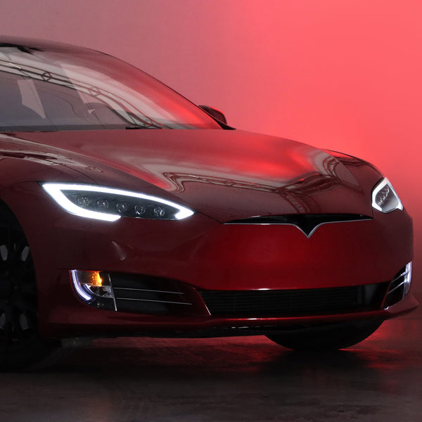 12-21 Tesla Model S NOVA-Series LED Projector Headlights Black - 0