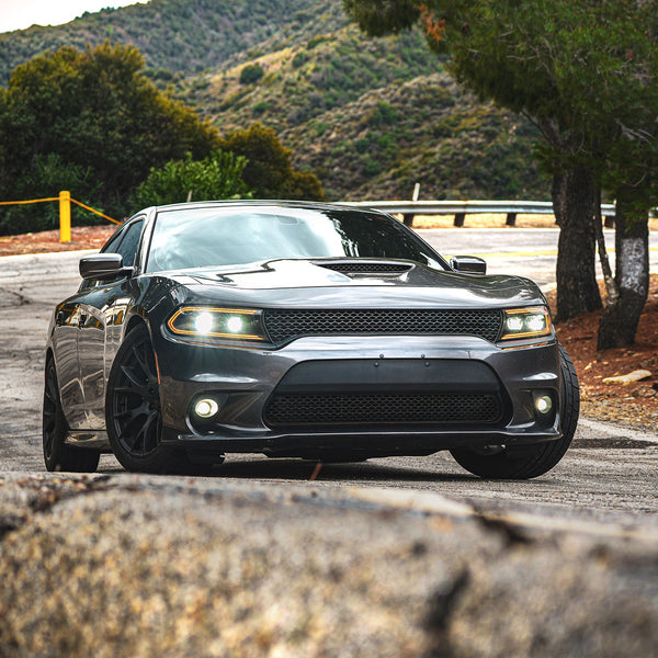 15-23 Dodge Charger LUXX-Series LED Projector Headlights Alpha-Black - 0