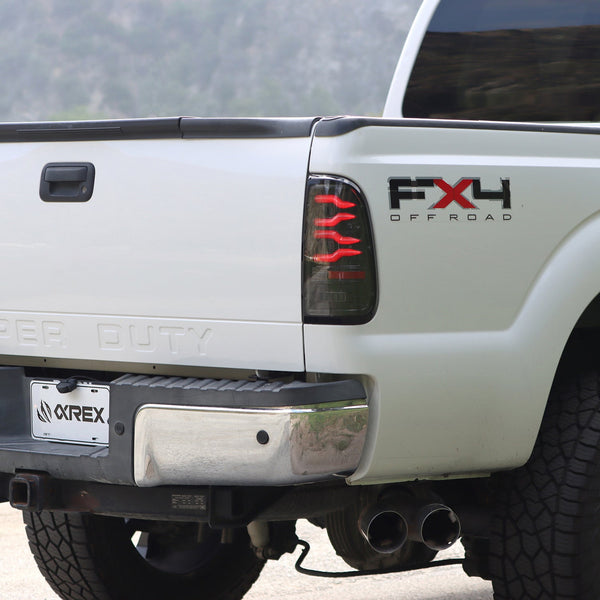 99-16 Ford Super Duty / 97-03 F150 LUXX-Series LED Tail Lights Black Red - 0