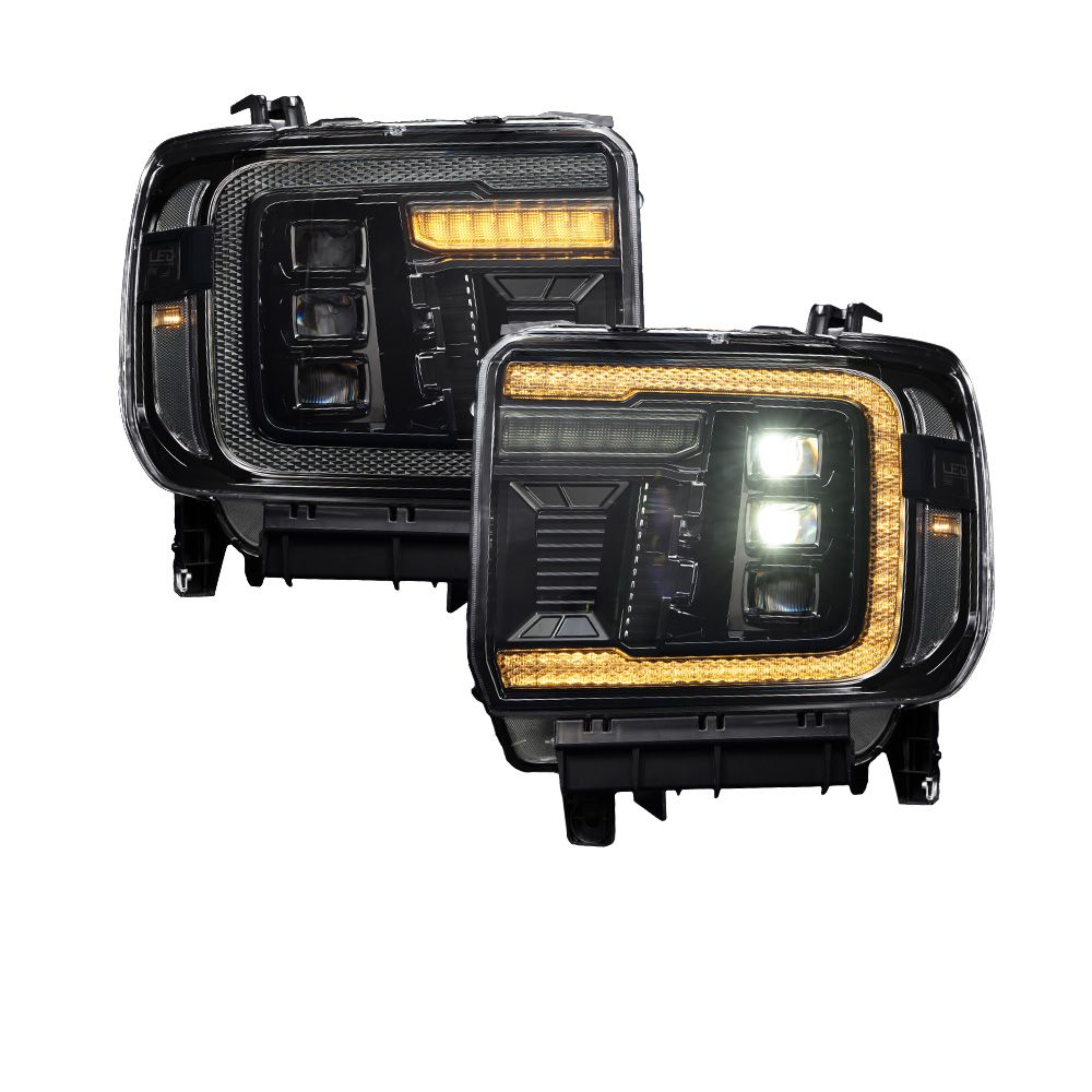 2014-2018 GMC Sierra 1500 LED Projector Headlights with Amber DRL - 0