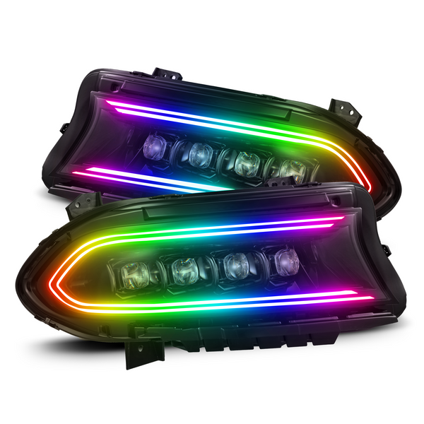 Dodge Charger Multicolor NOVA LED Headlights  Alpha Black (2015-2023)